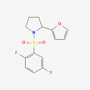molecular formula C14H13F2NO3S B4583134 1-[(2,5-二氟苯基)磺酰基]-2-(2-呋喃基)吡咯烷 