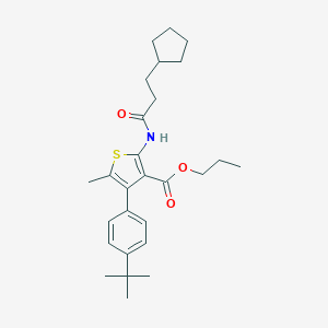 Propyl 4-(4-tert-butylphenyl)-2-[(3-cyclopentylpropanoyl)amino]-5-methyl-3-thiophenecarboxylate