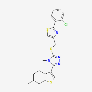 molecular formula C22H21ClN4S3 B4583164 3-({[2-(2-chlorophenyl)-1,3-thiazol-4-yl]methyl}thio)-4-methyl-5-(6-methyl-4,5,6,7-tetrahydro-1-benzothien-3-yl)-4H-1,2,4-triazole 