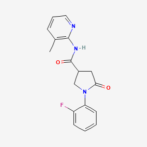 molecular formula C17H16FN3O2 B4583193 1-(2-fluorophenyl)-N-(3-methyl-2-pyridinyl)-5-oxo-3-pyrrolidinecarboxamide 