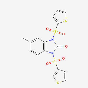 molecular formula C16H12N2O5S4 B4583198 5-甲基-3-(2-噻吩基磺酰基)-1-(3-噻吩基磺酰基)-1,3-二氢-2H-苯并咪唑-2-酮 