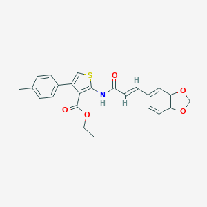 molecular formula C24H21NO5S B458321 Ethyl 2-{[3-(1,3-benzodioxol-5-yl)acryloyl]amino}-4-(4-methylphenyl)-3-thiophenecarboxylate 