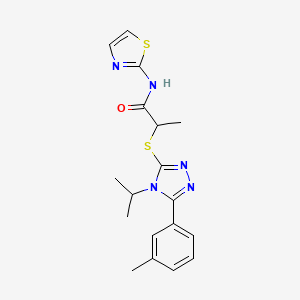 molecular formula C18H21N5OS2 B4583217 2-{[4-isopropyl-5-(3-methylphenyl)-4H-1,2,4-triazol-3-yl]thio}-N-1,3-thiazol-2-ylpropanamide 