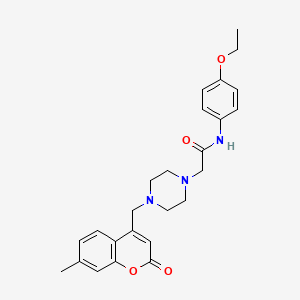 molecular formula C25H29N3O4 B4583226 N-(4-ethoxyphenyl)-2-{4-[(7-methyl-2-oxo-2H-chromen-4-yl)methyl]-1-piperazinyl}acetamide 