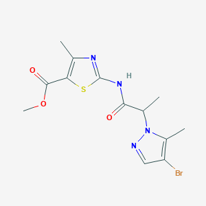 molecular formula C13H15BrN4O3S B4583264 methyl 2-{[2-(4-bromo-5-methyl-1H-pyrazol-1-yl)propanoyl]amino}-4-methyl-1,3-thiazole-5-carboxylate 