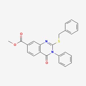 molecular formula C23H18N2O3S B4583294 methyl 2-(benzylthio)-4-oxo-3-phenyl-3,4-dihydro-7-quinazolinecarboxylate 