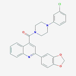 molecular formula C27H22ClN3O3 B458333 2-(1,3-Benzodioxol-5-yl)-4-{[4-(3-chlorophenyl)-1-piperazinyl]carbonyl}quinoline 