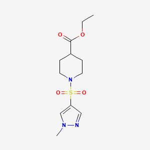molecular formula C12H19N3O4S B4583335 1-乙基-1-[(1-甲基-1H-吡唑-4-基)磺酰基]-4-哌啶甲酸酯 