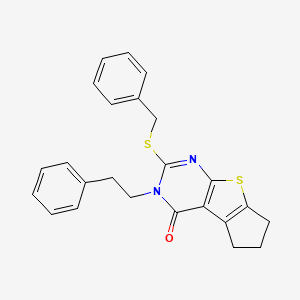 molecular formula C24H22N2OS2 B4583384 2-(benzylthio)-3-(2-phenylethyl)-3,5,6,7-tetrahydro-4H-cyclopenta[4,5]thieno[2,3-d]pyrimidin-4-one 