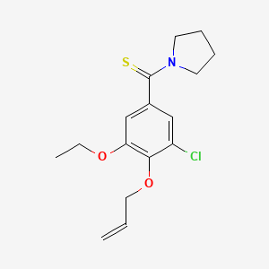 molecular formula C16H20ClNO2S B4583411 1-{[4-(烯丙氧基)-3-氯-5-乙氧基苯基]羰基硫代}吡咯烷 