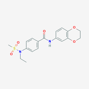 molecular formula C18H20N2O5S B4583419 N-(2,3-dihydro-1,4-benzodioxin-6-yl)-4-[ethyl(methylsulfonyl)amino]benzamide 