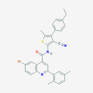 molecular formula C32H26BrN3OS B458347 6-bromo-N-[3-cyano-4-(4-ethylphenyl)-5-methylthiophen-2-yl]-2-(2,5-dimethylphenyl)quinoline-4-carboxamide 
