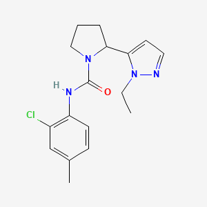 molecular formula C17H21ClN4O B4583471 N-(2-chloro-4-methylphenyl)-2-(1-ethyl-1H-pyrazol-5-yl)-1-pyrrolidinecarboxamide 