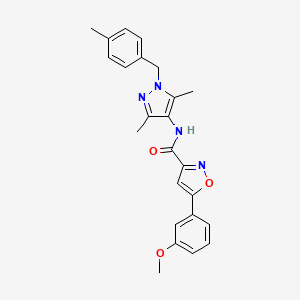 molecular formula C24H24N4O3 B4583490 N-[3,5-dimethyl-1-(4-methylbenzyl)-1H-pyrazol-4-yl]-5-(3-methoxyphenyl)-3-isoxazolecarboxamide 