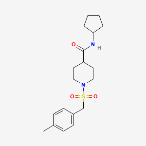 molecular formula C19H28N2O3S B4583509 N-cyclopentyl-1-[(4-methylbenzyl)sulfonyl]-4-piperidinecarboxamide 