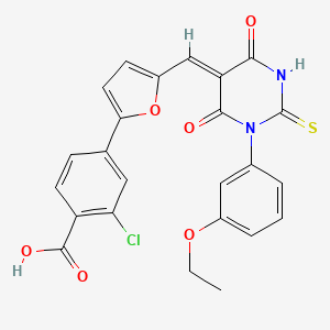 2-chloro-4-(5-{[1-(3-ethoxyphenyl)-4,6-dioxo-2-thioxotetrahydro-5(2H)-pyrimidinylidene]methyl}-2-furyl)benzoic acid