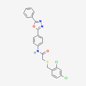 molecular formula C23H17Cl2N3O2S B4583544 2-[(2,4-二氯苄基)硫代]-N-[4-(5-苯基-1,3,4-恶二唑-2-基)苯基]乙酰胺 