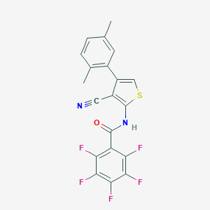 molecular formula C20H11F5N2OS B458355 N-[3-cyano-4-(2,5-dimethylphenyl)thiophen-2-yl]-2,3,4,5,6-pentafluorobenzamide 