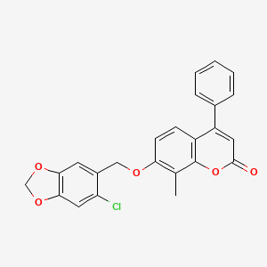 molecular formula C24H17ClO5 B4583557 7-[(6-氯-1,3-苯并二氧杂环-5-基)甲氧基]-8-甲基-4-苯基-2H-色满-2-酮 