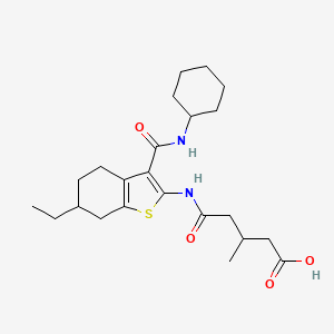 molecular formula C23H34N2O4S B4583568 5-({3-[(cyclohexylamino)carbonyl]-6-ethyl-4,5,6,7-tetrahydro-1-benzothien-2-yl}amino)-3-methyl-5-oxopentanoic acid 