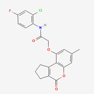 molecular formula C21H17ClFNO4 B4583597 N-(2-chloro-4-fluorophenyl)-2-[(7-methyl-4-oxo-1,2,3,4-tetrahydrocyclopenta[c]chromen-9-yl)oxy]acetamide 