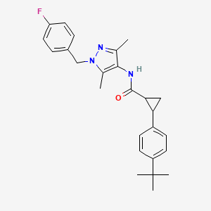 molecular formula C26H30FN3O B4583617 2-(4-tert-butylphenyl)-N-[1-(4-fluorobenzyl)-3,5-dimethyl-1H-pyrazol-4-yl]cyclopropanecarboxamide 