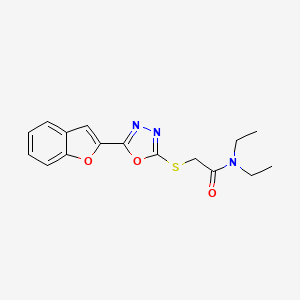molecular formula C16H17N3O3S B4583624 2-{[5-(1-benzofuran-2-yl)-1,3,4-oxadiazol-2-yl]thio}-N,N-diethylacetamide 