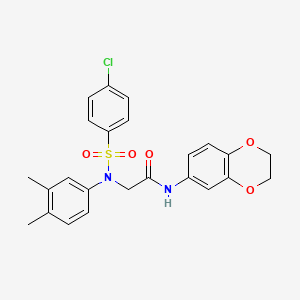 molecular formula C24H23ClN2O5S B4583635 N~2~-[(4-chlorophenyl)sulfonyl]-N~1~-(2,3-dihydro-1,4-benzodioxin-6-yl)-N~2~-(3,4-dimethylphenyl)glycinamide 