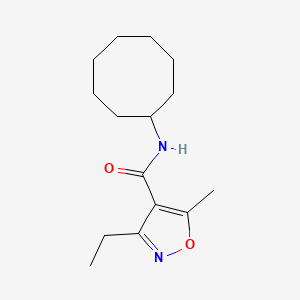 molecular formula C15H24N2O2 B4583637 N-cyclooctyl-3-ethyl-5-methyl-4-isoxazolecarboxamide 