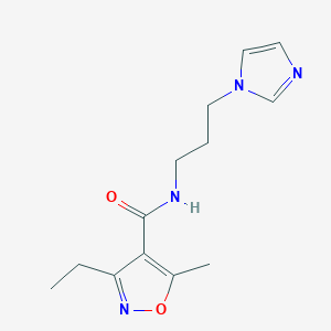 molecular formula C13H18N4O2 B4583667 3-ethyl-N-[3-(1H-imidazol-1-yl)propyl]-5-methyl-4-isoxazolecarboxamide 