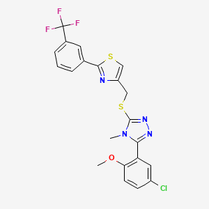 molecular formula C21H16ClF3N4OS2 B4583692 3-(5-chloro-2-methoxyphenyl)-4-methyl-5-[({2-[3-(trifluoromethyl)phenyl]-1,3-thiazol-4-yl}methyl)thio]-4H-1,2,4-triazole 