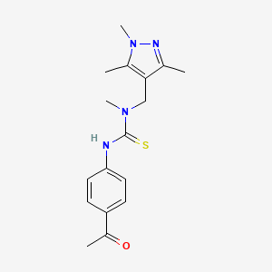 molecular formula C17H22N4OS B4583716 N'-(4-乙酰苯基)-N-甲基-N-[(1,3,5-三甲基-1H-吡唑-4-基)甲基]硫脲 