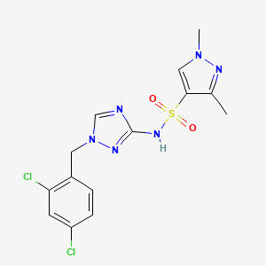 molecular formula C14H14Cl2N6O2S B4583765 N-[1-(2,4-dichlorobenzyl)-1H-1,2,4-triazol-3-yl]-1,3-dimethyl-1H-pyrazole-4-sulfonamide 