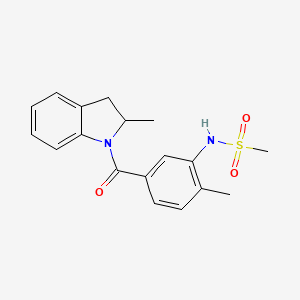 molecular formula C18H20N2O3S B4583773 N-{2-methyl-5-[(2-methyl-2,3-dihydro-1H-indol-1-yl)carbonyl]phenyl}methanesulfonamide 