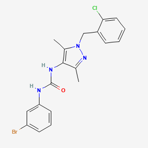 molecular formula C19H18BrClN4O B4583777 N-(3-bromophenyl)-N'-[1-(2-chlorobenzyl)-3,5-dimethyl-1H-pyrazol-4-yl]urea 