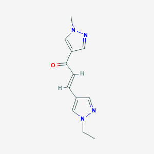 molecular formula C12H14N4O B4583786 3-(1-ethyl-1H-pyrazol-4-yl)-1-(1-methyl-1H-pyrazol-4-yl)-2-propen-1-one 