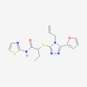 molecular formula C16H17N5O2S2 B4583808 2-{[4-allyl-5-(2-furyl)-4H-1,2,4-triazol-3-yl]thio}-N-1,3-thiazol-2-ylbutanamide 