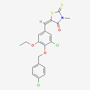 molecular formula C20H17Cl2NO3S2 B4583834 5-{3-氯-4-[(4-氯苄基)氧基]-5-乙氧基苄亚基}-3-甲基-2-硫代-1,3-噻唑烷-4-酮 