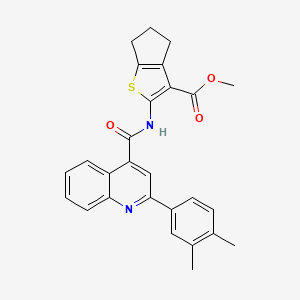 molecular formula C27H24N2O3S B4583841 methyl 2-({[2-(3,4-dimethylphenyl)-4-quinolinyl]carbonyl}amino)-5,6-dihydro-4H-cyclopenta[b]thiophene-3-carboxylate 