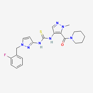 molecular formula C21H24FN7OS B4583860 N-[1-(2-fluorobenzyl)-1H-pyrazol-3-yl]-N'-[1-methyl-5-(1-piperidinylcarbonyl)-1H-pyrazol-4-yl]thiourea 