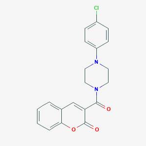molecular formula C20H17ClN2O3 B458387 3-{[4-(4-chlorophenyl)piperazin-1-yl]carbonyl}-2H-chromen-2-one 