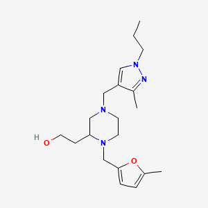 molecular formula C20H32N4O2 B4583897 2-{1-[(5-甲基-2-呋喃基)甲基]-4-[(3-甲基-1-丙基-1H-吡唑-4-基)甲基]-2-哌嗪基}乙醇 