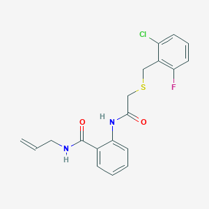molecular formula C19H18ClFN2O2S B4583921 N-烯丙基-2-({[(2-氯-6-氟苄基)硫代]乙酰基}氨基)苯甲酰胺 