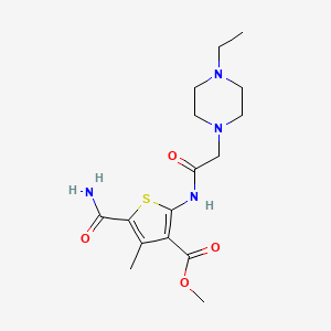 molecular formula C16H24N4O4S B4583945 methyl 5-(aminocarbonyl)-2-{[(4-ethyl-1-piperazinyl)acetyl]amino}-4-methyl-3-thiophenecarboxylate 