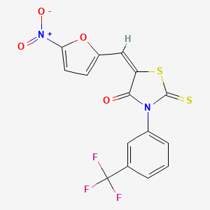 molecular formula C15H7F3N2O4S2 B4584016 5-[(5-硝基-2-呋喃基)亚甲基]-2-硫代-3-[3-(三氟甲基)苯基]-1,3-噻唑烷-4-酮 