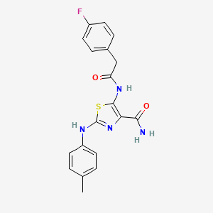 molecular formula C19H17FN4O2S B4584023 5-{[(4-fluorophenyl)acetyl]amino}-2-[(4-methylphenyl)amino]-1,3-thiazole-4-carboxamide 