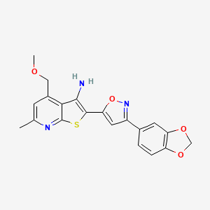 molecular formula C20H17N3O4S B4584050 2-[3-(1,3-benzodioxol-5-yl)isoxazol-5-yl]-4-(methoxymethyl)-6-methylthieno[2,3-b]pyridin-3-amine 