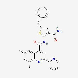N-[3-(aminocarbonyl)-5-benzyl-2-thienyl]-6,8-dimethyl-2-(2-pyridinyl)-4-quinolinecarboxamide