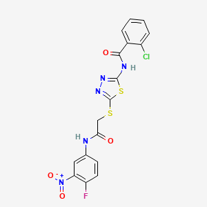 molecular formula C17H11ClFN5O4S2 B4584105 2-chloro-N-[5-({2-[(4-fluoro-3-nitrophenyl)amino]-2-oxoethyl}thio)-1,3,4-thiadiazol-2-yl]benzamide 