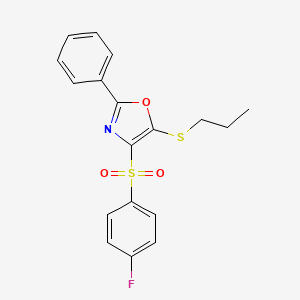 molecular formula C18H16FNO3S2 B4584136 4-[(4-氟苯基)磺酰基]-2-苯基-5-(丙硫基)-1,3-恶唑 